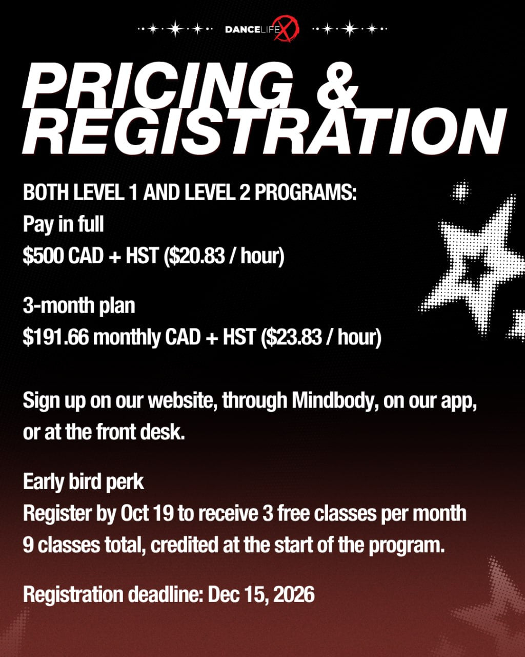Pricing and registration