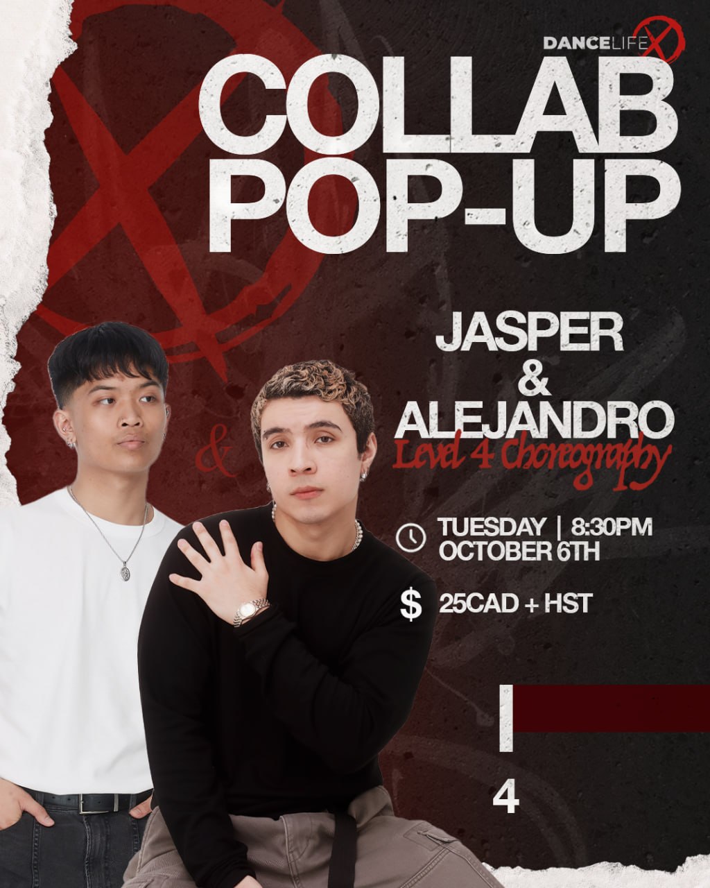 JASPER × ALEJANDRO — Collab Pop-Up — Level 4 Choreography — Tuesday October 6, 8:30 PM — $25 CAD + HST