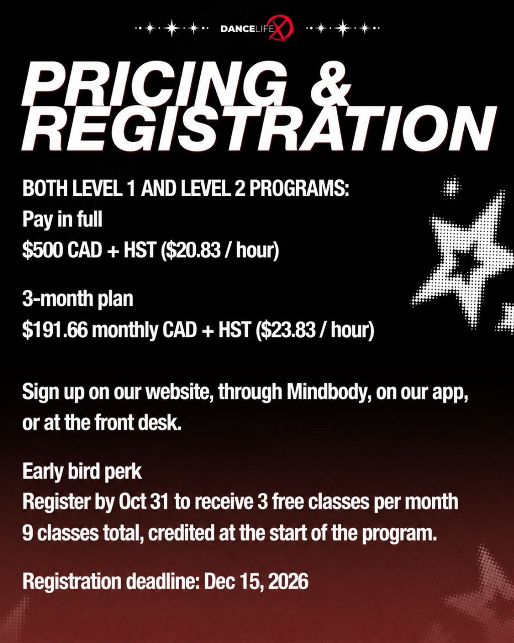Pricing and registration